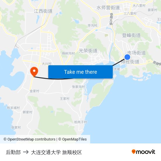 后勤部 to 大连交通大学 旅顺校区 map