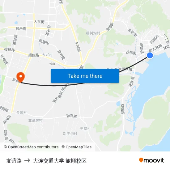 友谊路 to 大连交通大学 旅顺校区 map