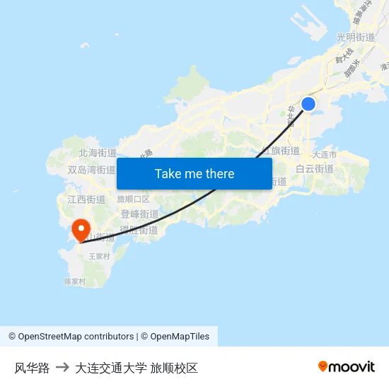 风华路 to 大连交通大学 旅顺校区 map