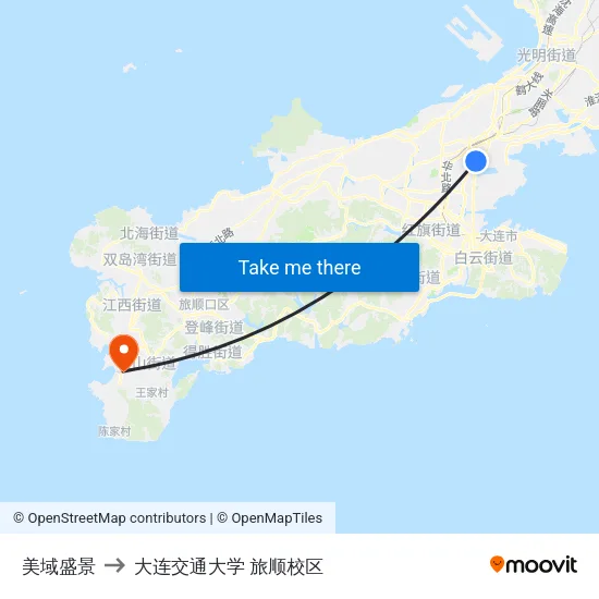美域盛景 to 大连交通大学 旅顺校区 map