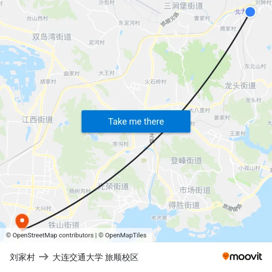刘家村 to 大连交通大学 旅顺校区 map