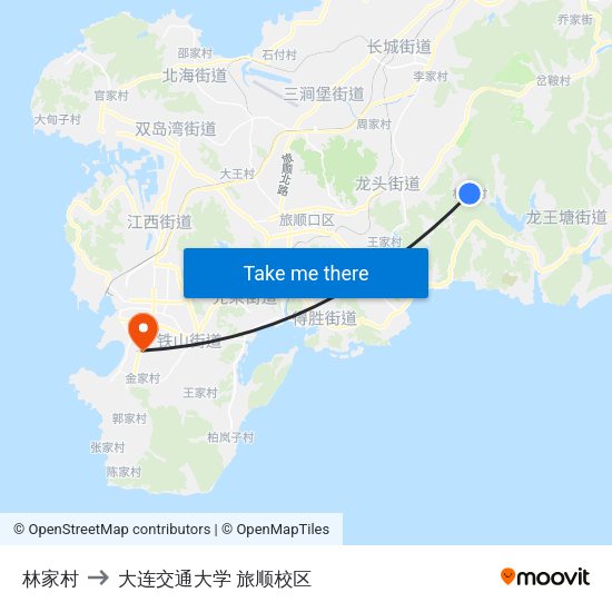 林家村 to 大连交通大学 旅顺校区 map