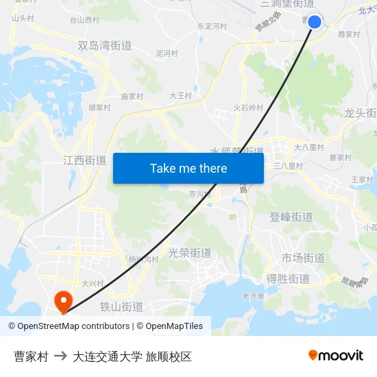 曹家村 to 大连交通大学 旅顺校区 map