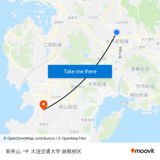 前夹山 to 大连交通大学 旅顺校区 map