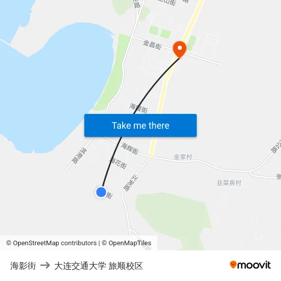 海影街 to 大连交通大学 旅顺校区 map