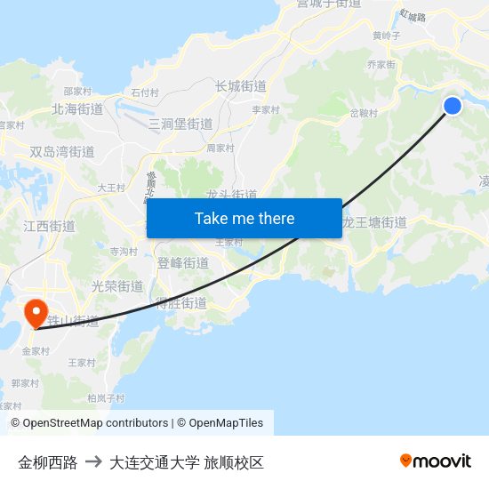 金柳西路 to 大连交通大学 旅顺校区 map