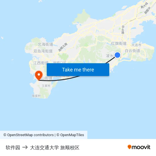 软件园 to 大连交通大学 旅顺校区 map