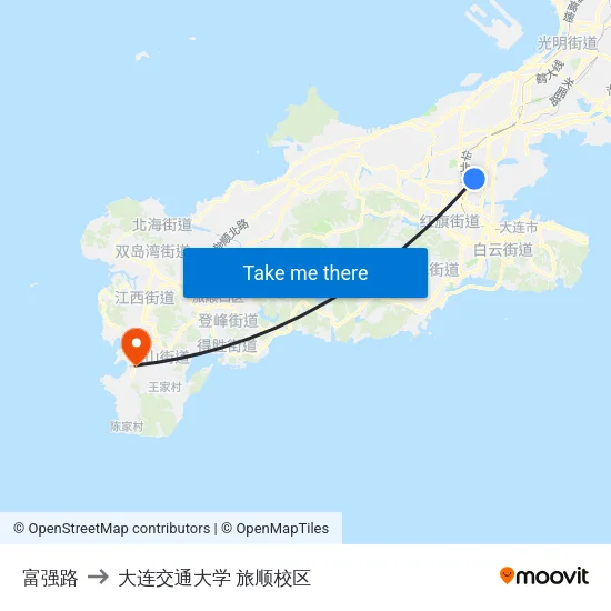 富强路 to 大连交通大学 旅顺校区 map