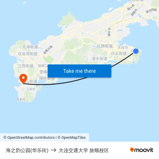 海之韵公园(华乐街) to 大连交通大学 旅顺校区 map