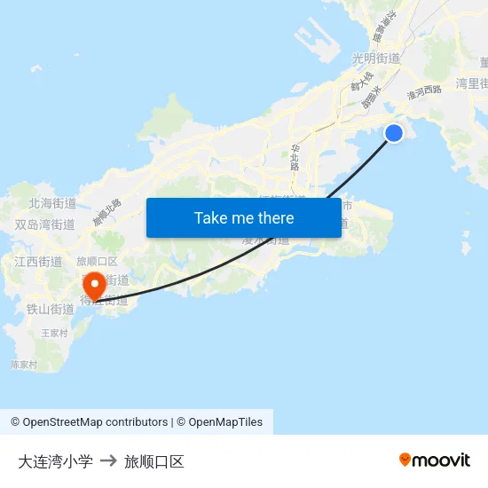 大连湾小学 to 旅顺口区 map