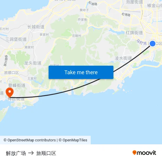 解放广场 to 旅顺口区 map