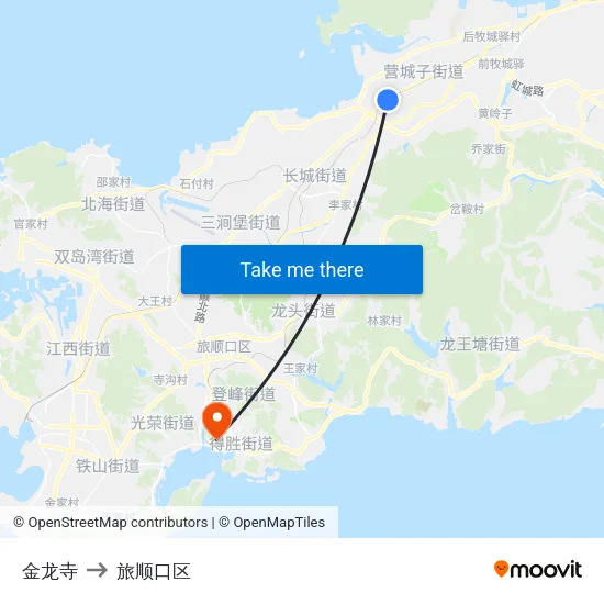 金龙寺 to 旅顺口区 map