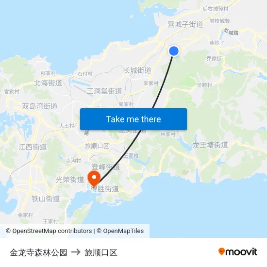 金龙寺森林公园 to 旅顺口区 map