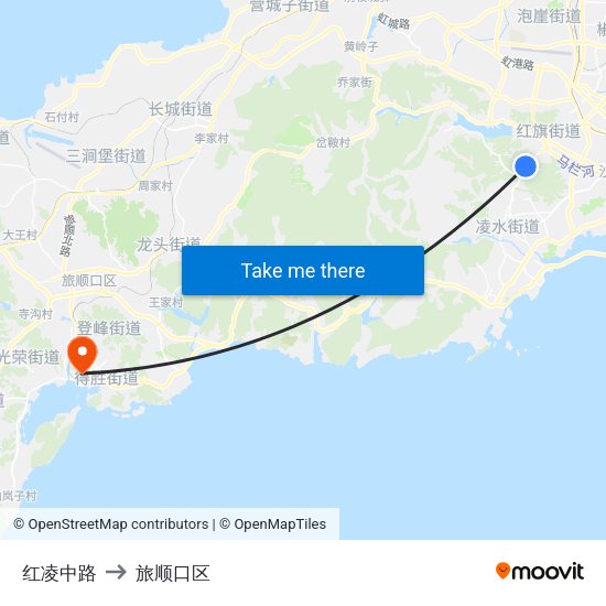 红凌中路 to 旅顺口区 map