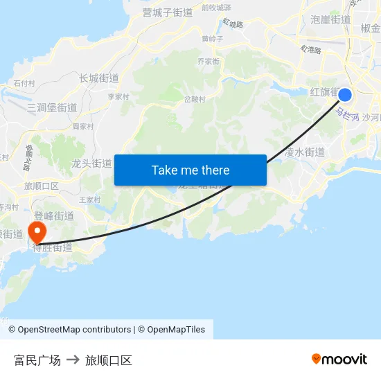 富民广场 to 旅顺口区 map