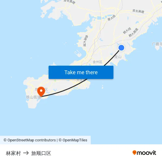 林家村 to 旅顺口区 map
