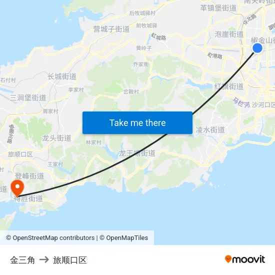 金三角 to 旅顺口区 map