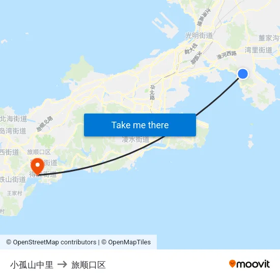 小孤山中里 to 旅顺口区 map