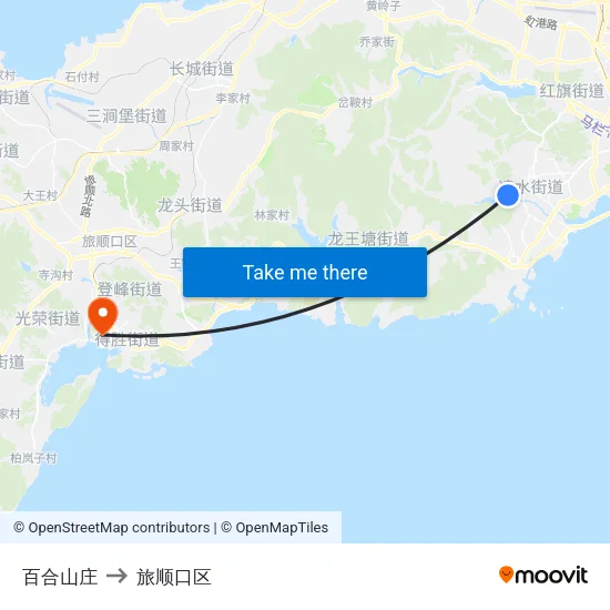 百合山庄 to 旅顺口区 map