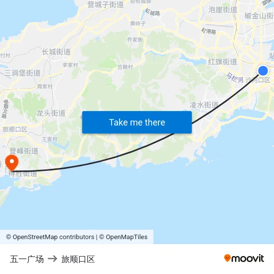 五一广场 to 旅顺口区 map