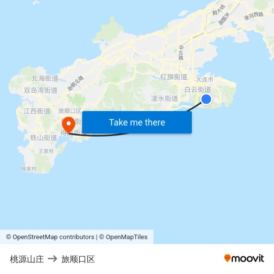 桃源山庄 to 旅顺口区 map