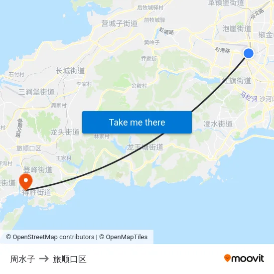 周水子 to 旅顺口区 map