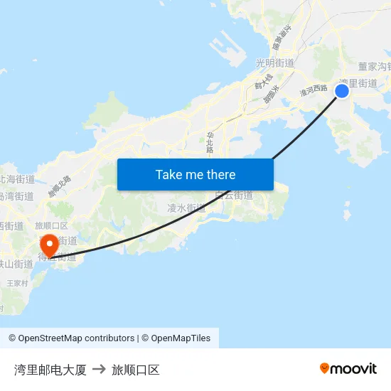 湾里邮电大厦 to 旅顺口区 map