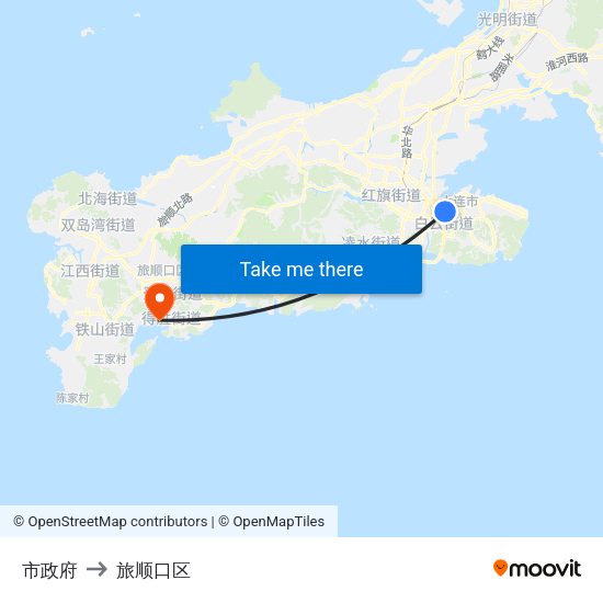 市政府 to 旅顺口区 map
