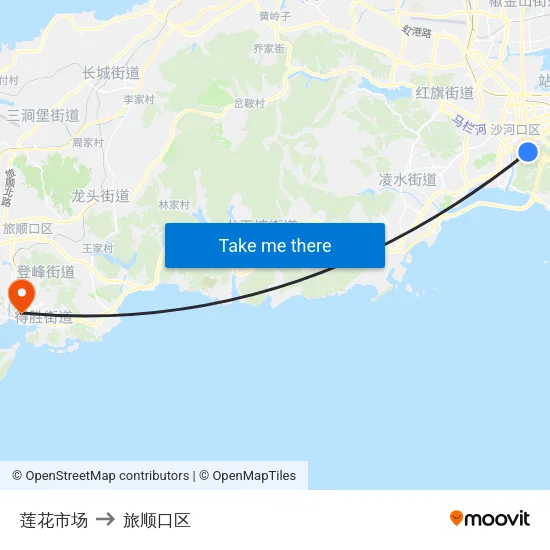 莲花市场 to 旅顺口区 map