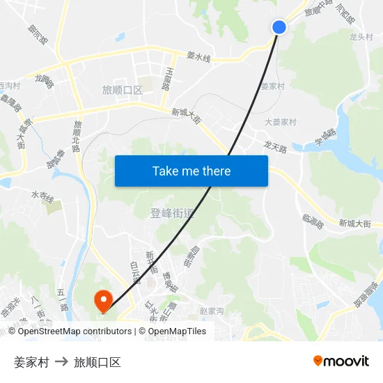 姜家村 to 旅顺口区 map