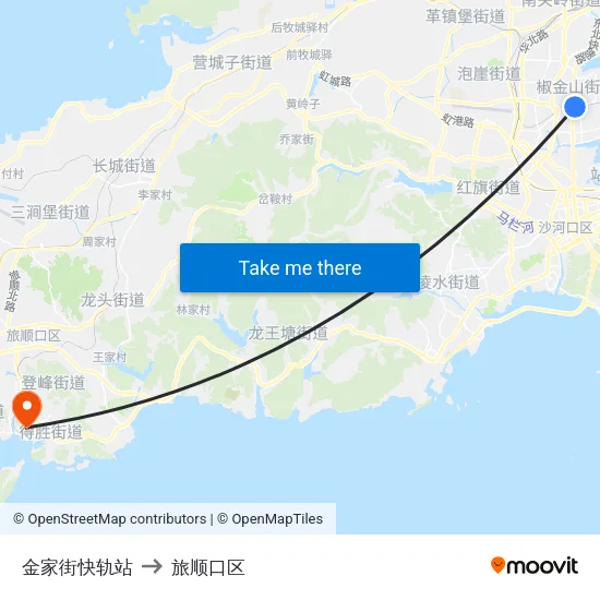金家街快轨站 to 旅顺口区 map