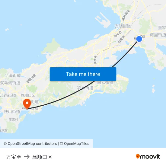 万宝至 to 旅顺口区 map