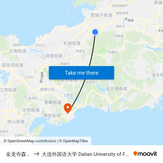 金龙寺森林公园 to 大连外国语大学 Dalian University of Foreign Languages map