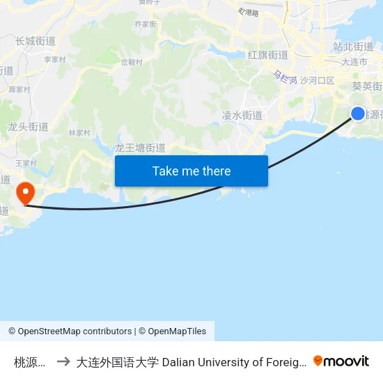 桃源山庄 to 大连外国语大学 Dalian University of Foreign Languages map