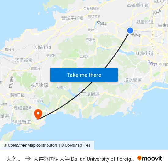 大辛集市 to 大连外国语大学 Dalian University of Foreign Languages map