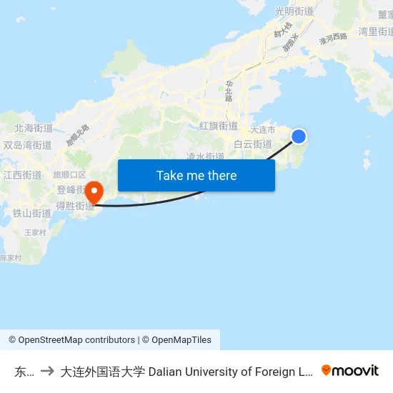 东海 to 大连外国语大学 Dalian University of Foreign Languages map
