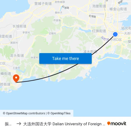 振工街 to 大连外国语大学 Dalian University of Foreign Languages map