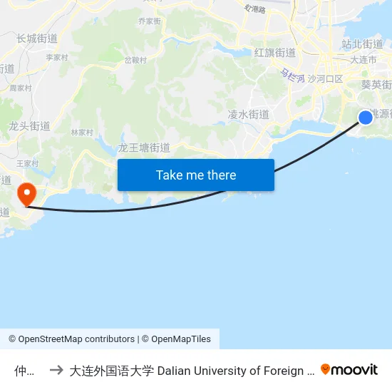 仲夏路 to 大连外国语大学 Dalian University of Foreign Languages map