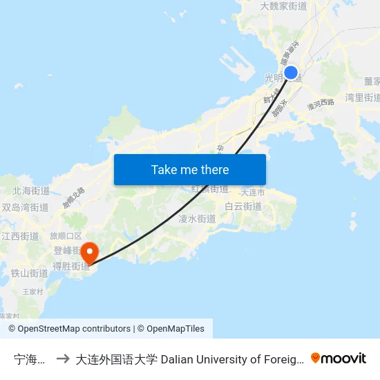 宁海小区 to 大连外国语大学 Dalian University of Foreign Languages map