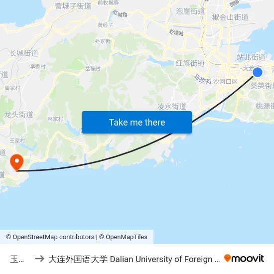 玉光街 to 大连外国语大学 Dalian University of Foreign Languages map