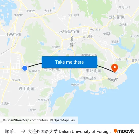 顺乐东街 to 大连外国语大学 Dalian University of Foreign Languages map