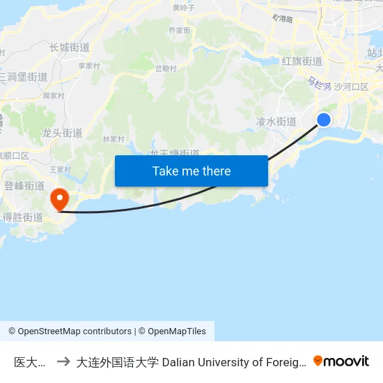 医大二院 to 大连外国语大学 Dalian University of Foreign Languages map