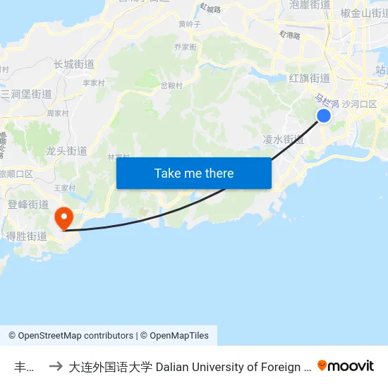 丰台街 to 大连外国语大学 Dalian University of Foreign Languages map
