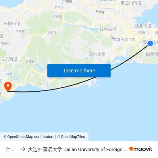 仁平街 to 大连外国语大学 Dalian University of Foreign Languages map