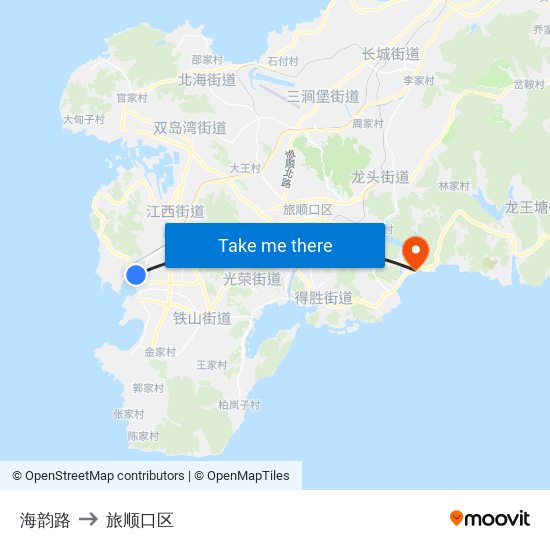 海韵路 to 旅顺口区 map