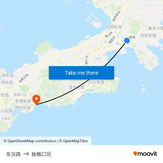 东兴路 to 旅顺口区 map