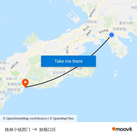 格林小镇西门 to 旅顺口区 map