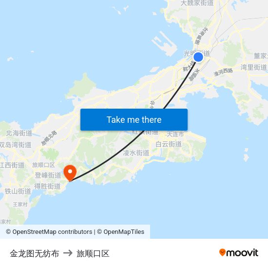 金龙图无纺布 to 旅顺口区 map