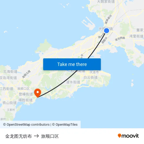 金龙图无纺布 to 旅顺口区 map