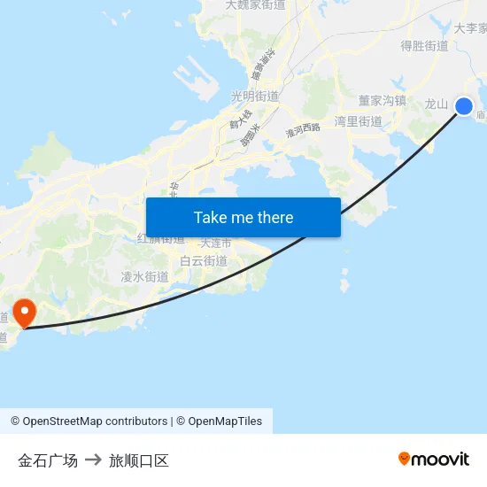 金石广场 to 旅顺口区 map